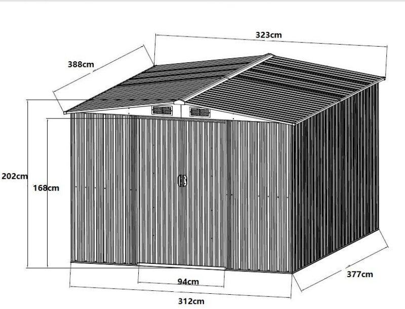 Abri de jardin en acier galvanisé gris 12,5 m² - Prix d'usines – Image 6